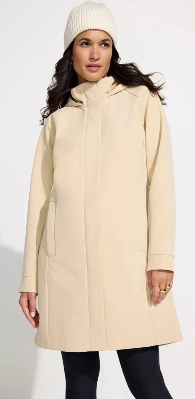 Mondetta Plus XXL Coat Jacket Long Softshell Hooded Jacket Cozy Oat Milk